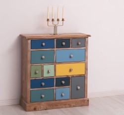 Comoda 13 sertare - Culoare Corp_P071 - Culoare Sertare_Multicolor - MULTICOLOR de la Rustic Butique OUTPS474 - Culoare Corp_P071 - Culoare Sertare_Multicolor - MULTICOLOR