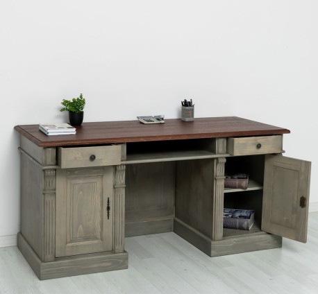 Birou cu spate inchis, colectia directoire, blat stejar - Culoare Top_P081 - Culoare Corp_P057 - DUBLU COLOR de la Rustic Butique OUTPS605 - Culoare Top_P081 - Culoare Corp_P057 - DUBLU COLOR