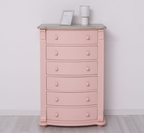 Comoda cu 6 sertare curbate, Colectia Directoire de la Rustic Butique PS35 - Culoare Top_P076 - Culoare Corp_P043 - DUBLU COLOR