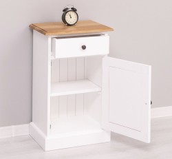 Noptiera cu 1 usa si 1 sertar, blat stejar de la Rustic Butique PS124 - Culoare Top_P061 - Culoare Corp_P004 - DUBLU COLOR