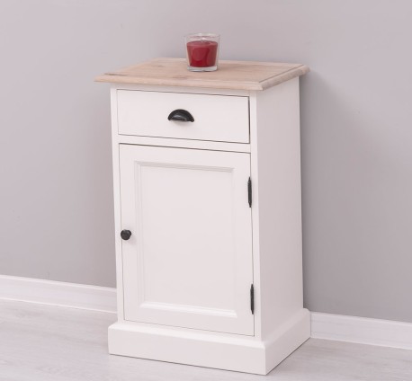 Noptiera cu 1 usa si 1 sertar, blat stejar de la Rustic Butique PS124 - Culoare Top_P035 - Culoare Corp_P039 - DUBLU COLOR