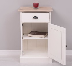 Noptiera cu 1 usa si 1 sertar, blat stejar de la Rustic Butique PS124 - Culoare Top_P035 - Culoare Corp_P039 - DUBLU COLOR