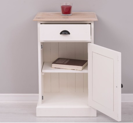 Noptiera cu 1 usa si 1 sertar, blat stejar de la Rustic Butique PS124 - Culoare Top_P035 - Culoare Corp_P039 - DUBLU COLOR