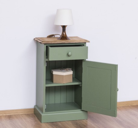 Noptiera cu 1 usa si 1 sertar de la Rustic Butique PS124 - Culoare Top_P064 - Culoare Corp_P038 - DUBLU COLOR