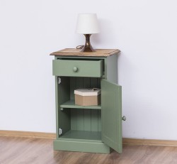 Noptiera cu 1 usa si 1 sertar de la Rustic Butique PS124 - Culoare Top_P064 - Culoare Corp_P038 - DUBLU COLOR