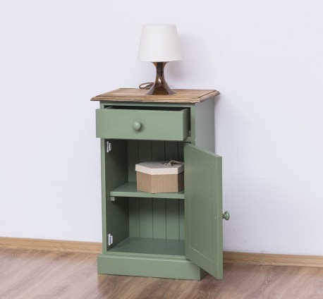 Noptiera cu 1 usa si 1 sertar de la Rustic Butique PS124 - Culoare Top_P064 - Culoare Corp_P038 - DUBLU COLOR