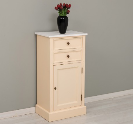 Comoda cu 2 sertare si 1 usa de la Rustic Butique PS108 - Culoare Top_P004 - Culoare Corp_P025 - DUBLU COLOR