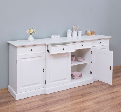 Biblioteca cu 4 usi si 4 sertare, cu dim. 215x53x90, din MDF de la Rustic Butique MPS003BAS - Culoare_P039A - VOPSIT ANTICHIZAT