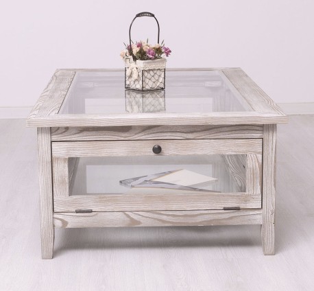 Masa cafea cu sticla, 4 usi sticla 120cm de la Rustic Butique PS183 - Culoare_P067 - PERIAT ADANC