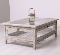 Masa cafea cu sticla, 4 usi sticla 120cm de la Rustic Butique PS183 - Culoare_P067 - PERIAT ADANC