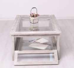 Masa cafea cu sticla, 4 usi sticla 120cm de la Rustic Butique PS183 - Culoare_P067 - PERIAT ADANC