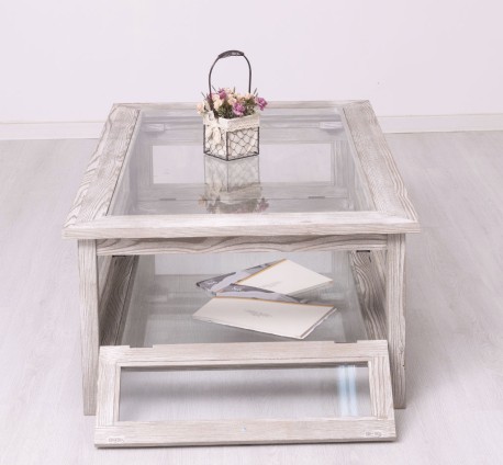 Masa cafea cu sticla, 4 usi sticla 120cm de la Rustic Butique PS183 - Culoare_P067 - PERIAT ADANC