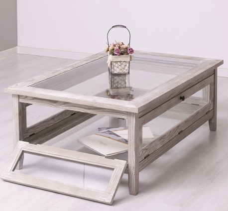 Masa cafea cu sticla, 4 usi sticla 120cm de la Rustic Butique PS183 - Culoare_P067 - PERIAT ADANC