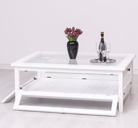 Masa cafea cu sticla, 4 usi sticla 120cm de la Rustic Butique PS183 - Culoare_P004 - VOPSIT