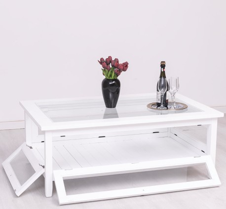 Masa cafea cu sticla, 4 usi sticla 120cm de la Rustic Butique PS183 - Culoare_P004 - VOPSIT