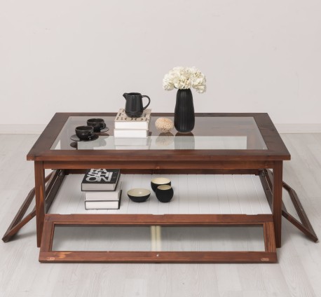 Masa cafea cu sticla, 4 usi sticla 120cm de la Rustic Butique PS183 - Culoare_P081 - LACUIT & VOPSIT