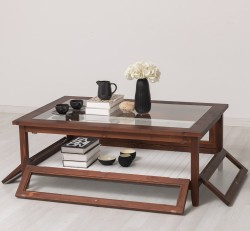 Masa cafea cu sticla, 4 usi sticla 120cm de la Rustic Butique PS183 - Culoare_P081 - LACUIT & VOPSIT