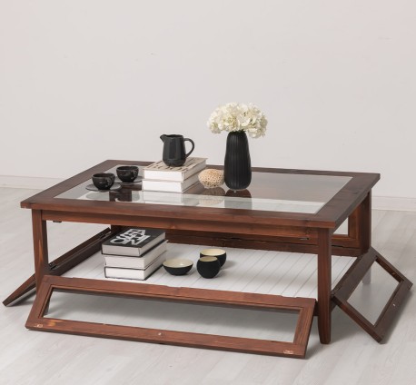 Masa cafea cu sticla, 4 usi sticla 120cm de la Rustic Butique PS183 - Culoare_P081 - LACUIT & VOPSIT