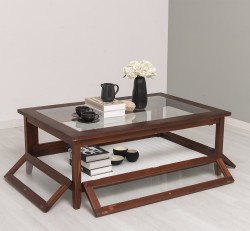 Masa cafea cu sticla, 4 usi sticla 120cm de la Rustic Butique PS183 - Culoare_P081 - LACUIT & VOPSIT