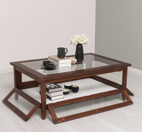 Masa cafea cu sticla, 4 usi sticla 120cm de la Rustic Butique PS183 - Culoare_P081 - LACUIT & VOPSIT