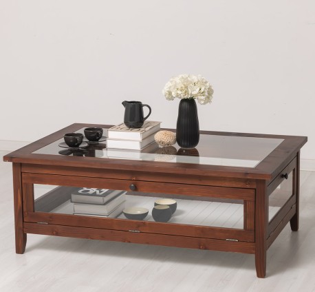 Masa cafea cu sticla, 4 usi sticla 120cm de la Rustic Butique PS183 - Culoare_P081 - LACUIT & VOPSIT