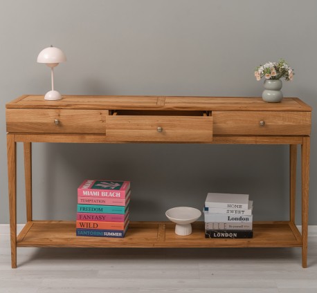 Consola eleganta cu 3 sertare si polita inferioara, stejar de la Rustic Butique OPS796 - Culoare_P089 - ULEIAT