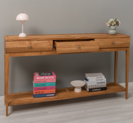 Consola eleganta cu 3 sertare si polita inferioara, stejar de la Rustic Butique OPS796 - Culoare_P089 - ULEIAT