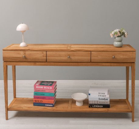 Consola eleganta cu 3 sertare si polita inferioara, stejar de la Rustic Butique OPS796 - Culoare_P089 - ULEIAT