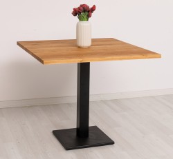 Masa patrata cu picior central metalic, blat stejar de la Rustic Butique OPS808 - Culoare_P089 - ULEIAT