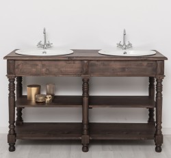 Dulap baie pentru lavoare cu picioare strunjite - lavoarele sunt incluse in pret - Culoare_P111 - LACUIT & VOPSIT de la Rustic Butique OUTPS657 - Culoare_P111 - LACUIT & VOPSIT