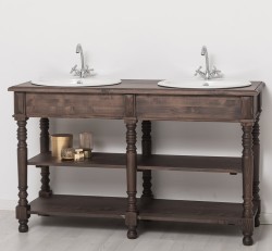 Dulap baie pentru lavoare cu picioare strunjite - lavoarele sunt incluse in pret - Culoare_P111 - LACUIT & VOPSIT de la Rustic Butique OUTPS657 - Culoare_P111 - LACUIT & VOPSIT