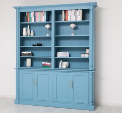 Biblioteca mare cu ornamente, 4 usi si spatiu deschis, BAS + SUP - Culoare_P053 - VOPSIT de la Rustic Butique OUTPS731BAS+SUP - Culoare_P053 - VOPSIT