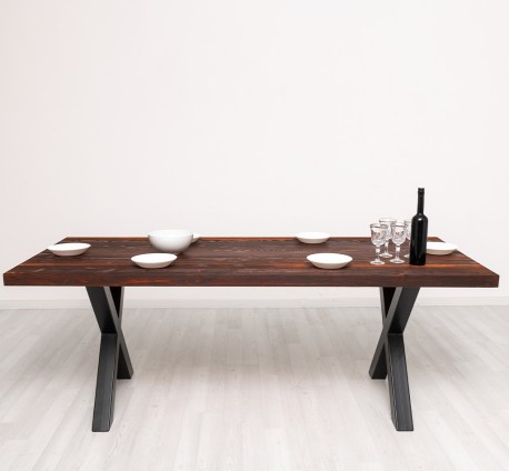 Masa cu picioare metal cu dim. 210x90x5,5 cu picioare metalice - Culoare_P083 - PERIAT ADANC de la Rustic Butique OUT21373 - Culoare_P083 - PERIAT ADANC
