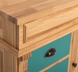 Dulap baie ornamental cu 3 sertare si 1 usa, din stejar, lavoar inclus in pret - Culoare Corp_P061 - Culoare Sertare_P117 - DUBL de la Rustic Butique OUTOPS543 - Culoare Corp_P061 - Culoare Sertare_P117 - DUBLU COLOR