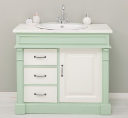 Dulap baie ornamental cu 3 sertare si 1 usa, din stejar, lavoar inclus in pret - Culoare Top_P039 - Culoare Corp_P092 - Culoare  de la Rustic Butique OUTOPS543 - Culoare Top_P039 - Culoare Corp_P092 - Culoare Usi si Sertare_P039 - DUBLU COLOR