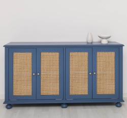Consola cu 4 usi cu Ratan de la Rustic Butique PS803 - Culoare_P113 - VOPSIT