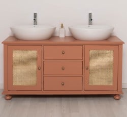 Dulap baie Ratan pentru 2 chiuvete pe blat - lavoarele nu sunt incluse in pret de la Studio Szel PS800 - Culoare_P112 - VOPSIT