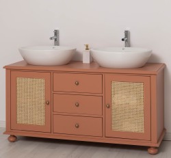 Dulap baie Ratan pentru 2 chiuvete pe blat - lavoarele nu sunt incluse in pret de la Rustic Butique PS800 - Culoare_P112 - VOPSIT