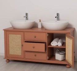 Dulap baie Ratan pentru 2 chiuvete pe blat - lavoarele nu sunt incluse in pret de la Studio Szel PS800 - Culoare_P112 - VOPSIT