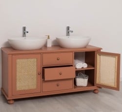 Dulap baie Ratan pentru 2 chiuvete pe blat - lavoarele nu sunt incluse in pret de la Studio Szel PS800 - Culoare_P112 - VOPSIT