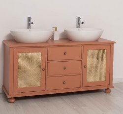 Dulap baie Ratan pentru 2 chiuvete pe blat - lavoarele nu sunt incluse in pret de la Rustic Butique PS800 - Culoare_P112 - VOPSIT