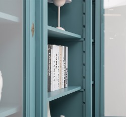 Biblioteca cu 4 usi, 4 sertare BAS + 2 usi sticla, etajera deschisa SUP, Colectia Directoire de la Rustic Butique PS16BAS+PS57SUP - Culoare_P008 - VOPSIT