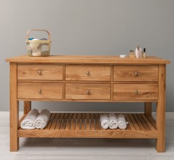 Consola cu 6 sertare si polita inferioara, stejar de la Rustic Butique OPS797 - Culoare_P061 - LACUIT