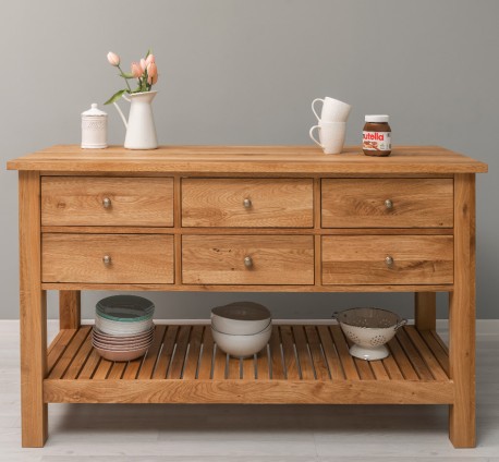 Consola cu 6 sertare si polita inferioara, stejar de la Rustic Butique OPS797 - Culoare_P061 - LACUIT