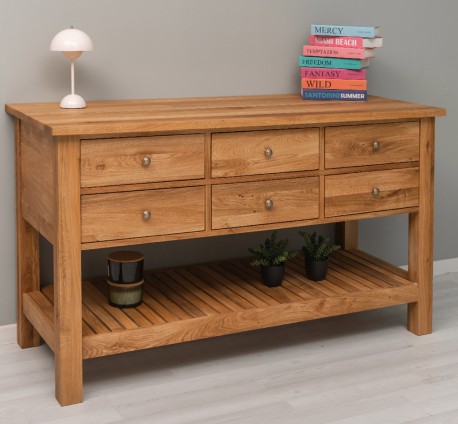 Consola cu 6 sertare si polita inferioara, stejar de la Rustic Butique OPS797 - Culoare_P061 - LACUIT