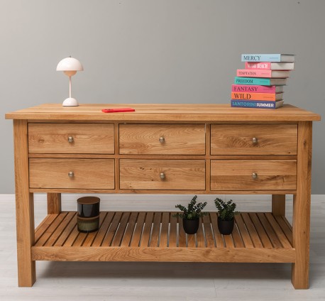 Consola cu 6 sertare si polita inferioara, stejar de la Rustic Butique OPS797 - Culoare_P061 - LACUIT