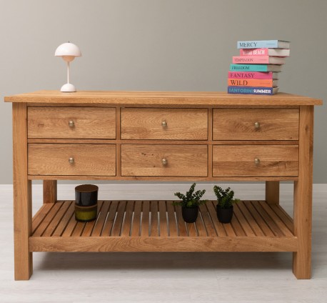 Consola cu 6 sertare si polita inferioara, stejar de la Rustic Butique OPS797 - Culoare_P061 - LACUIT