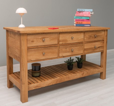 Consola cu 6 sertare si polita inferioara, stejar de la Rustic Butique OPS797 - Culoare_P061 - LACUIT