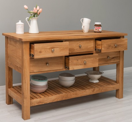 Consola cu 6 sertare si polita inferioara, stejar de la Rustic Butique OPS797 - Culoare_P061 - LACUIT