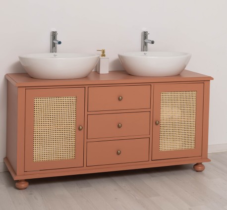 Dulap baie Ratan pentru 2 chiuvete pe blat - lavoarele sunt incluse in pret - Culoare_P112 - VOPSIT de la Rustic Butique OUTPS800 - Culoare_P112 - VOPSIT